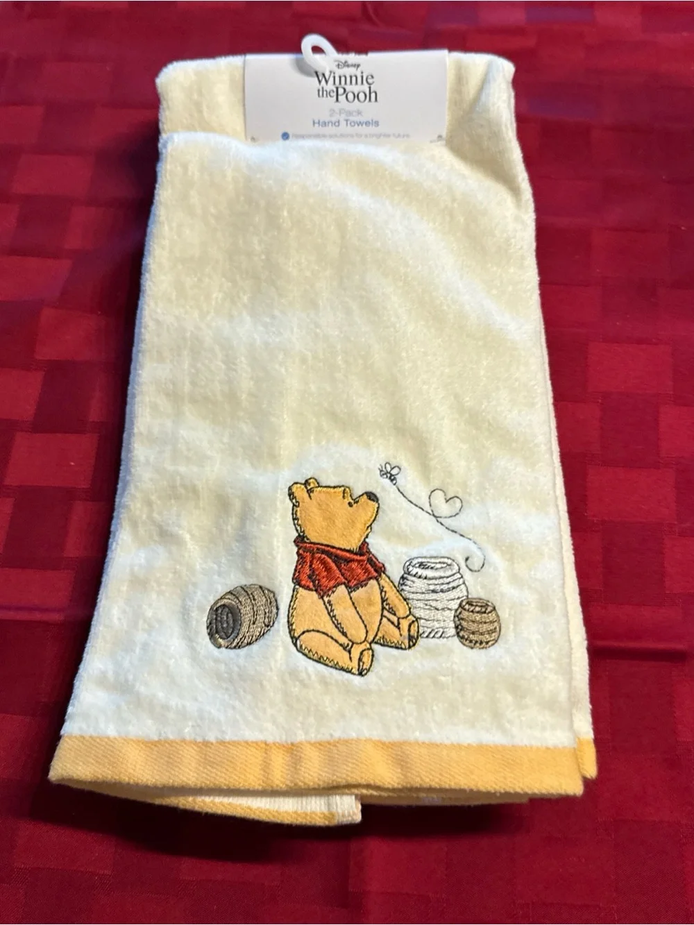 Winnie the Pooh Cream & Yellow Embroidered Hand Towel